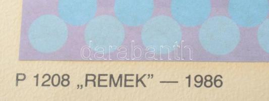 Vasarely Victor (1908-1997): P 1208 "REMEK" (Op-art kompozíció). Ofszet, papír, jelzett a ...