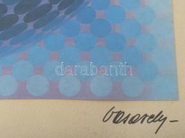 Vasarely Victor (1908-1997): P 1208 "REMEK" (Op-art kompozíció). Ofszet, papír, jelzett a ...