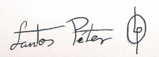 Lantos Péter (1977-): Krasznahorkai László (A friss Nobel-díjas). Tus, akvarell, papír, jelzett, hát...