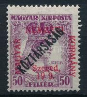 Szeged 1919 Zita/Köztársaság 50f "19 9" lemezhibával, Bodor vizsgálójellel