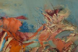 Kiss Elek (1938-1995): Gesztusok (cím nélkül). Olaj, farost. Jelzés nélkül. Fakeretben. 75x71 cm