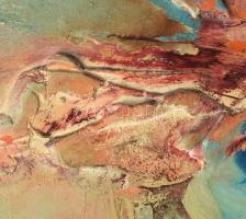 Kiss Elek (1938-1995): Gesztusok (cím nélkül). Olaj, farost. Jelzés nélkül. Fakeretben. 75x71 cm