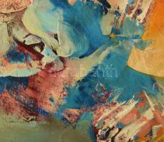 Kiss Elek (1938-1995): Gesztusok (cím nélkül). Olaj, farost. Jelzés nélkül. Fakeretben. 75x71 cm