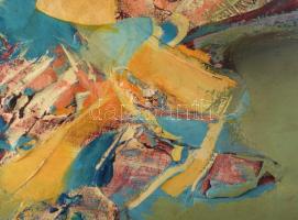 Kiss Elek (1938-1995): Gesztusok (cím nélkül). Olaj, farost. Jelzés nélkül. Fakeretben. 75x71 cm