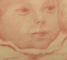 Spányik Kornél (1858-1943): Kisbaconi Benedek Márta portréja. Kréta, papír, kissé foltos, jelzett, p...