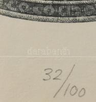 Egresi Zsuzsa (1954-2025): Horoszkóp: Bika hava, 1984. Színes rézkarc, papír. Jelzett. Számozott (32...