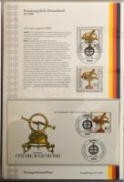 NSZK 1981 Postatiszta bélyegek, FDC-k és elsőnapi lapok kombinált gyűjtés jó minőségű levélberakóban, tokkal