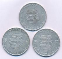 1947. 5Ft Ag "Kossuth" (3x) T:F patina Adamo F8.1