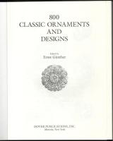 Günther, Ernst: Classic Ornaments and Designs. New York, Dover Publications. Kiadói papírkötés, jó á...