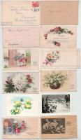 36 db főleg MODERN kisméretű üdvözlőkártya, közte sok régi / 36 mainly modern small sized greeting art cards, with many pre-1945 ones