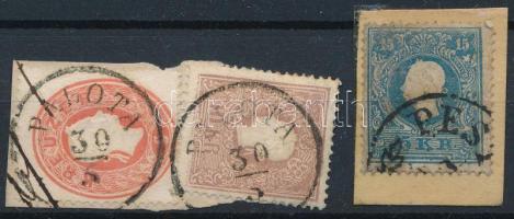 1858/1861 10kr + 5kr vegyes bérmentesítés "PALOTA" + 1858 15kr "PEST"