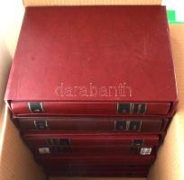 7 db SAFE luxus levélberakó bordó borítóval, tokkal, bennük német elsőnapi lapok gyűjteménye