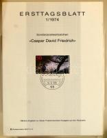 7 db SAFE luxus levélberakó bordó borítóval, tokkal, bennük német elsőnapi lapok gyűjteménye
