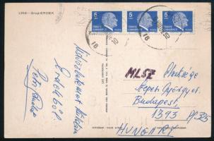 Petri Sándor (1928-2016) magyar nemzetközi labdarúgó-játékvezető. autográf levele Szepesi Györgynek