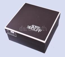 Ezüstözött kaviártartó üvegbetéttel, eredeti gyári dobozában. Manucfatura Wolff Soppil. d:20cm, m:12...