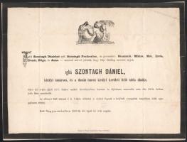 1867 1864-es 2kr halotti értesítőn, "TYRN(AU)" (Nagyszombat)