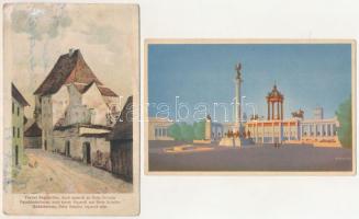 21 db RÉGI művész reprodukciós képeslap, vegyes minőségben / 21 pre-1945 motive reproduction postcar...