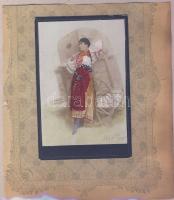 cca 1900 Blaha Lujza színezett keményhátú fotó albumlapon / vintage photo 11x17 cm