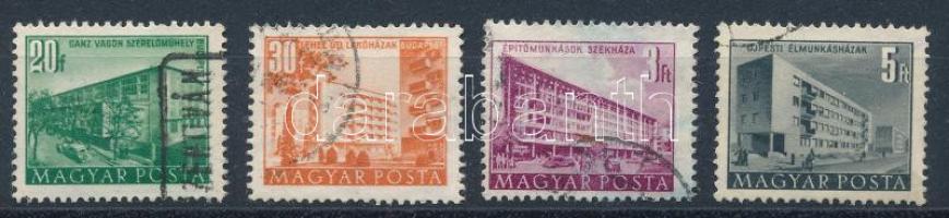 1951/53 Épületek (I.) 4 db klf bélyeg római szám a vízjelben