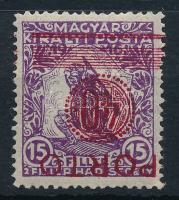Temesvár 1919 Hadisegély Portó 15f piros, fordított felülnyomással, Bodor vizsgálójellel