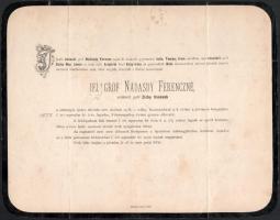 1873 Réznyomat 2kr ifj. gróf Nádasdy Ferencné halotti értesítőjén, "PES(T) / "LIPÓ(TVÁROS)...