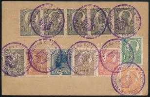 1920 Kolozsvári felülnyomású díjjegyes levelezőlap 15 román bélyeggel cenzúrás ajánlott helyi küldem...