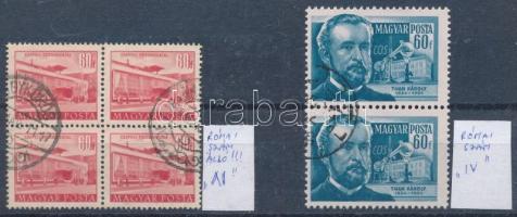 1953-1954 Épületek (II.) 60f négyestömb + Than Károly 60f pár római szám a vízjelben