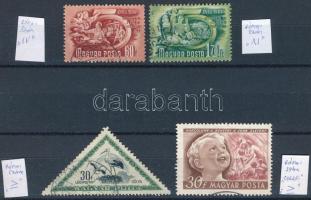 1951-1952 4 db klf bélyeg római szám a vízjelben