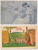 8 db RÉGI húsvéti üdvözlő képeslap / 8 pre-1945 Easter greeting postcards