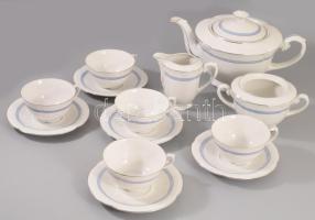 Drasche teás készlet, kék csíkos, jelzett, hibátlan, hiányokkal.