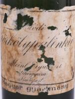 ca 1930 Törkölypálinkás üveg, kopott címkével