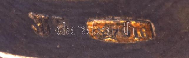 cca 1960 Zománcozott medve figurával díszített ezüst (Ag) gyermek kanál, jelzett, kopott, h: 14,5 cm...