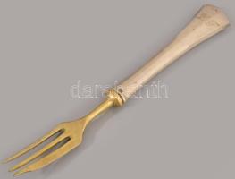 Ezüst (Ag) nyelű süteményes villa készlet. 12 darabos, díszdobozban, jelzett, 16 cm