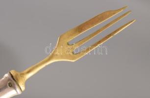 Ezüst (Ag) nyelű süteményes villa készlet. 12 darabos, díszdobozban, jelzett, 16 cm