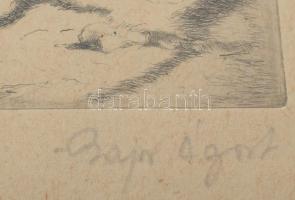 Bajor Ágost (1892-1958): Téli táj. Rézkarc, papír, jelzett, üvegezett fakeretben, 15,5×11,5 cm