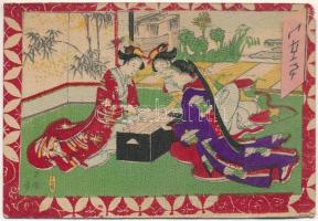 1906 Egyedi kínai művészlap / Handmade Chinese art postcard (EM)