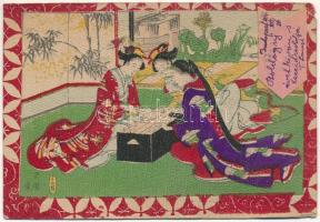 1906 Egyedi kínai művészlap / Handmade Chinese art postcard (EM)
