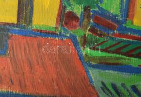 Kozma I jelzéssel: Színes utca. Olaj, vászon, fakeretben, 50×40 cm