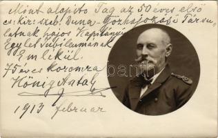 1913 König Antal, az 50 éves Első Cs. Kir. Szab. Duna-Gőzhajózási Társulat (DGT/DDSG) Hajóskapitányi Egylete alapító tagja / Hungarian DDSG captain. photo (EK)