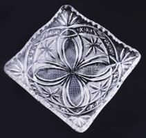 Kristály kínáló, jelzés nélkül, 21x21 cm