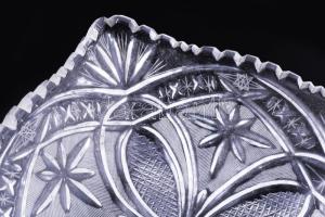 Kristály kínáló, jelzés nélkül, 21x21 cm