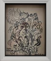 Kádár Béla jelzéssel: Kompozíció. Tus, papír, plexiüvegezett fakeretben, 25,5×20 cm