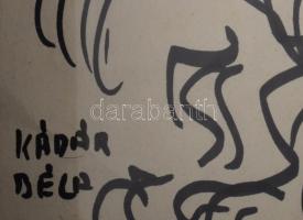 Kádár Béla jelzéssel: Kompozíció. Tus, papír, plexiüvegezett fakeretben, 25,5×20 cm