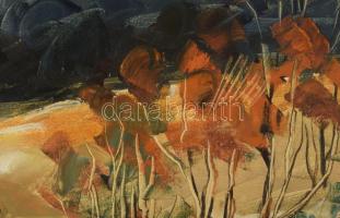 Szejke Vilmos (1942-1992), Szatmárnémetiből származó festő: Táj. Olaj, vászon, dekoratív fakeretben,...