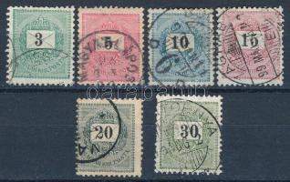 1898 6 db Sztereotip nyomatú krajcáros bélyeg, II. vízjellel