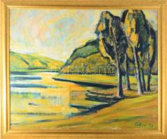 Tábori József (1928-2001): Tiszapart, Mártély. Olaj, vászon. Jelzett. Fakeretben, 60x73 cm