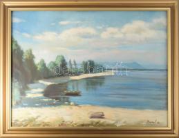 Olaszy Sándor (1902-1976): Dunakanyar. Olaj, vászon, jelezve jobbra lent. Dekoratív fakeretben, 60×80 cm