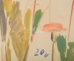 Kováts Nagy Ira (1921-2008): Balatoni vitorláskikötő. Akvarell, papír, jelzett, plexiüvegezett keret...