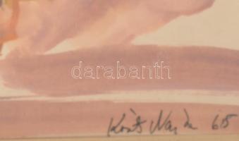 Kováts Nagy Ira (1921-2008): Balatoni vitorláskikötő. Akvarell, papír, jelzett, plexiüvegezett keret...