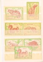 Gyufacímke gyűjtemény, sorozatok két berakóban, magyar és külföldi